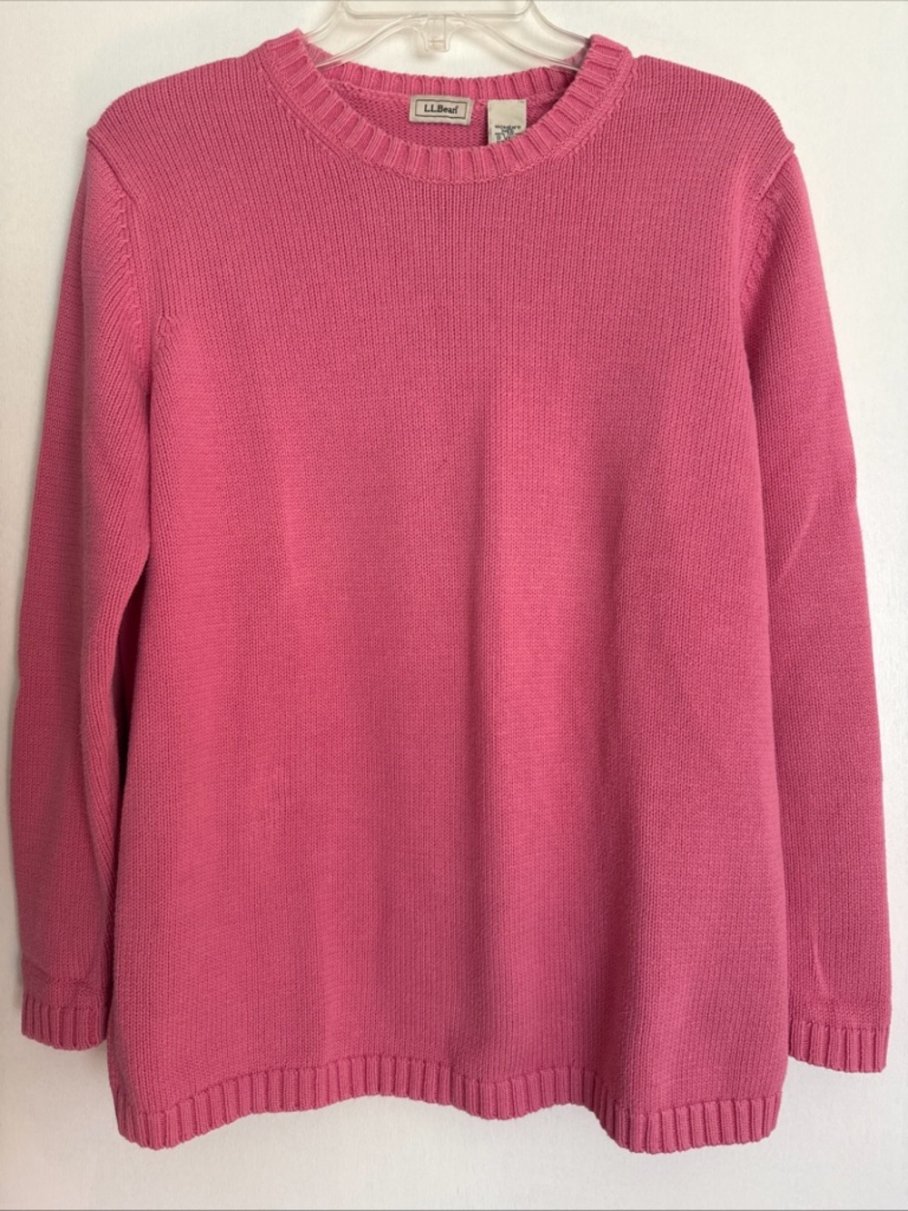 L.L.Bean Sweater Womens M  pink  Cotton Knit Crewneck Made in Australia